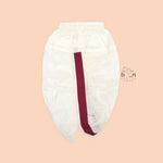 Baby boys' Brick Maroon Silk Panjagajam set with mandarin collar shirt and traditional panchagajam from Booon Babies.