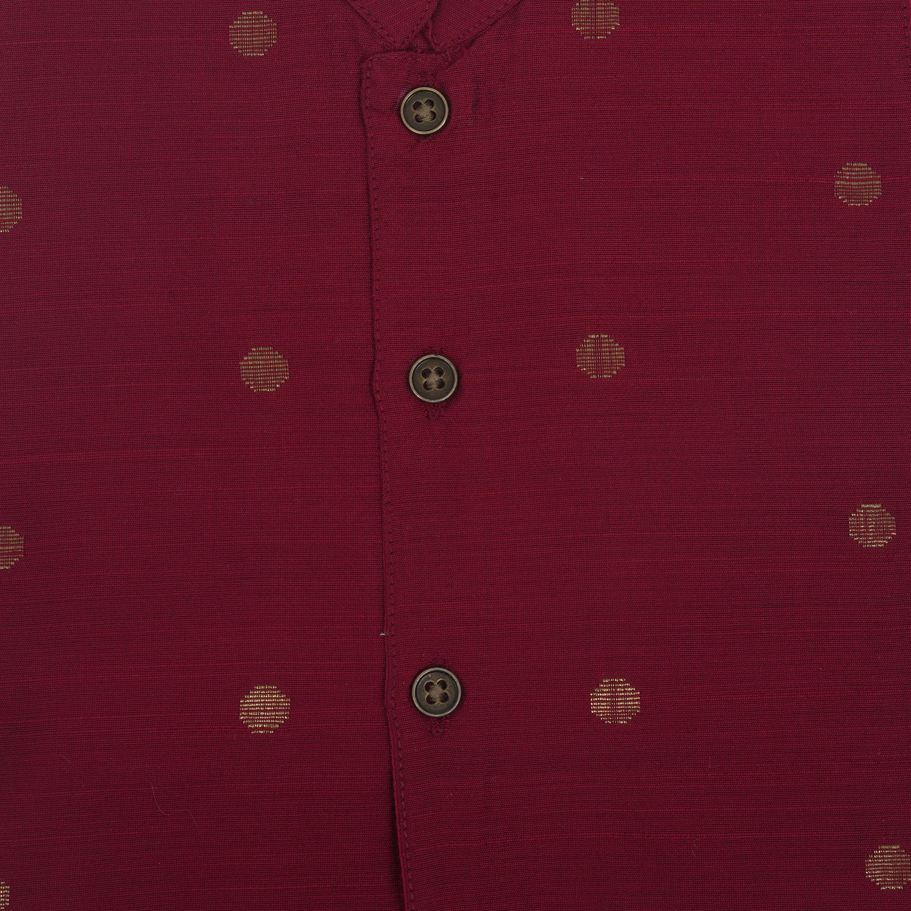 Baby boy maroon silk Panjagajam set with mandarin collar shirt from Booon Babies, traditional and earthy for ages 6-12 months.