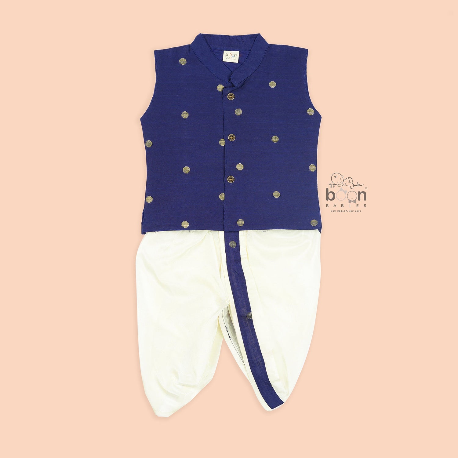Classic Indigo blue panjagajam set for baby boys aged 6M–3Y – elegant, festive, and photo-ready.