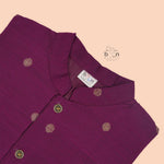 Elegant Plum silk panjagajam set for boys aged 6M–3Y – crafted for tradition, designed for comfort.