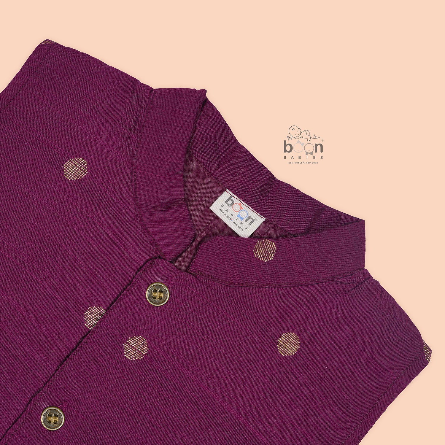 Elegant Plum silk panjagajam set for boys aged 6M–3Y – crafted for tradition, designed for comfort.