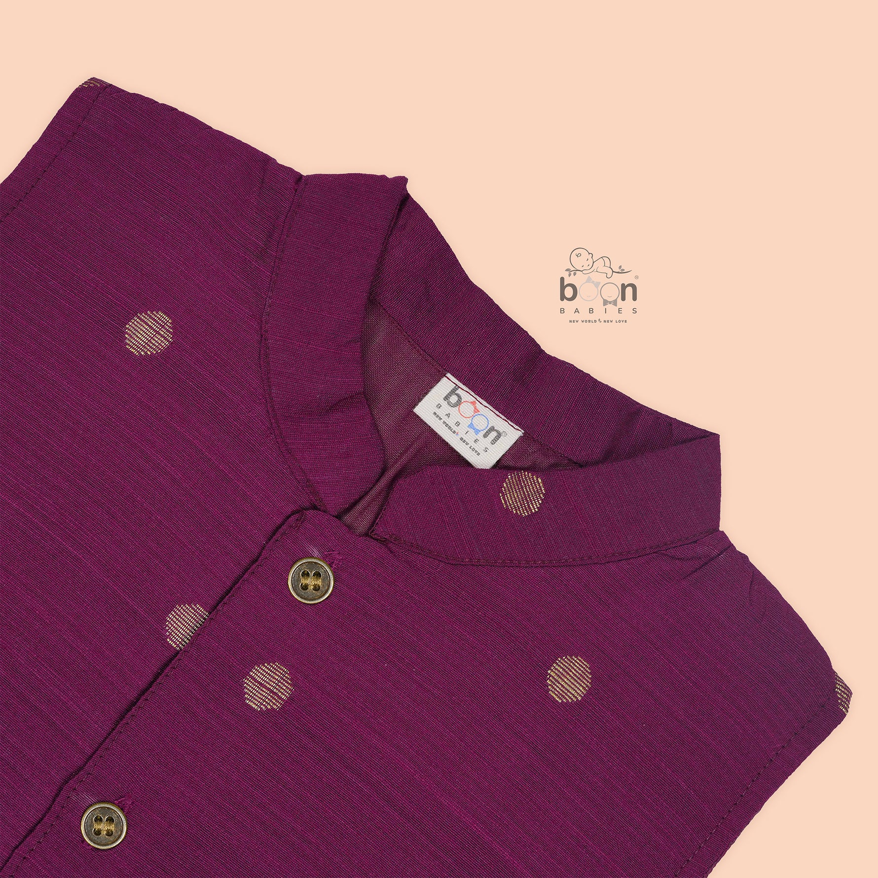 Elegant Plum silk panjagajam set for boys aged 6M–3Y – crafted for tradition, designed for comfort.