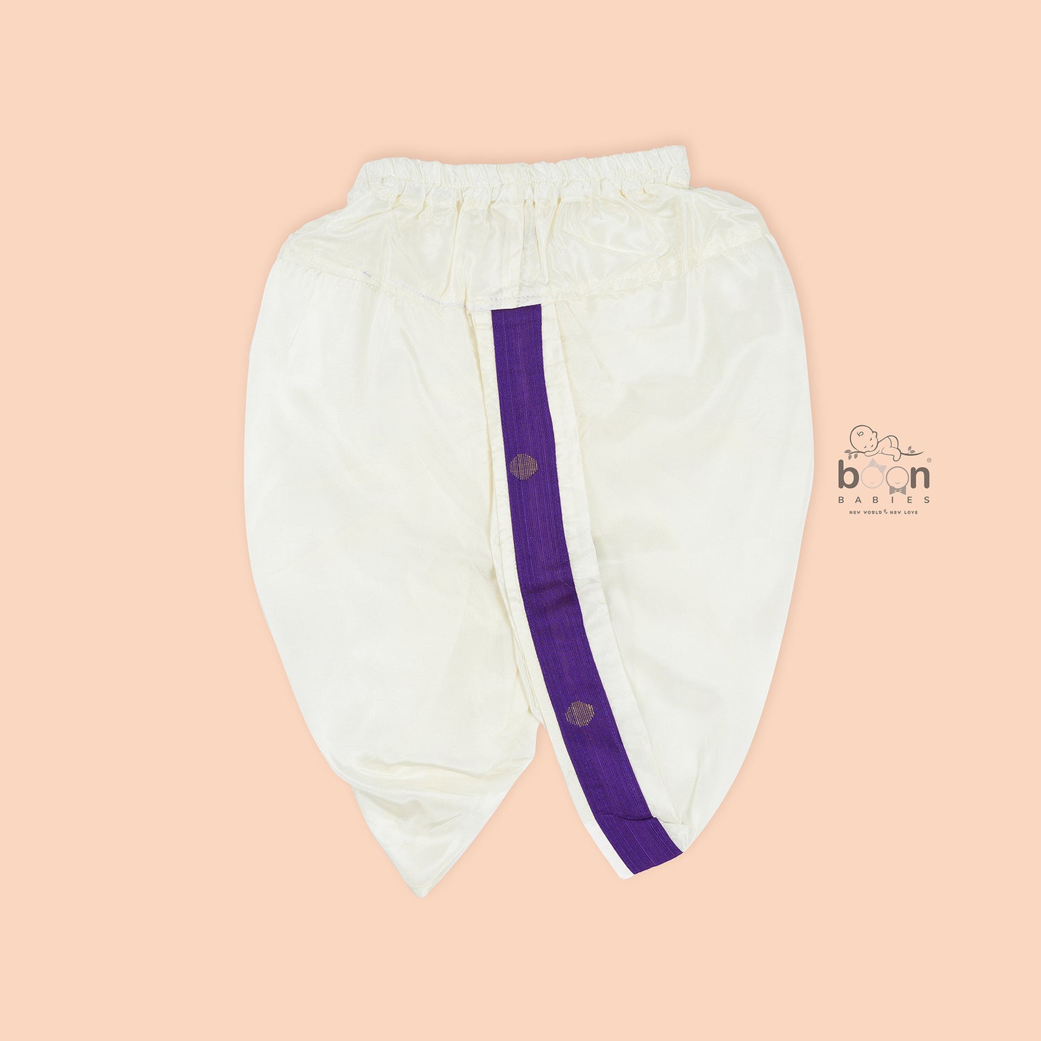 Purple silk panjagajam set for boys aged 6M–3Y – festive, elegant, and baby-approved.