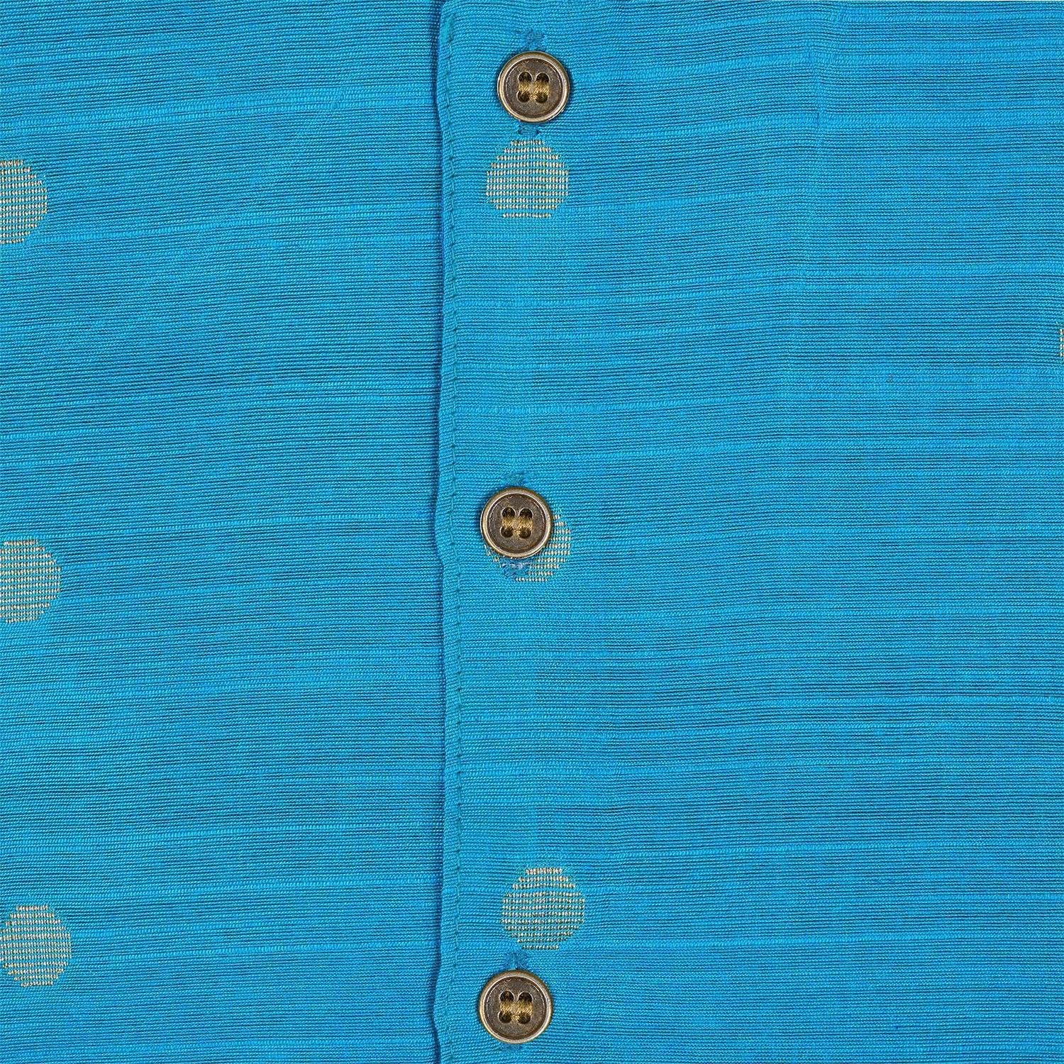 Classic silk Panjagajam set for baby boys in blue & white. Festive-ready comfort for ages 6M–3Y. Ideal for temple & ethnic occasions.