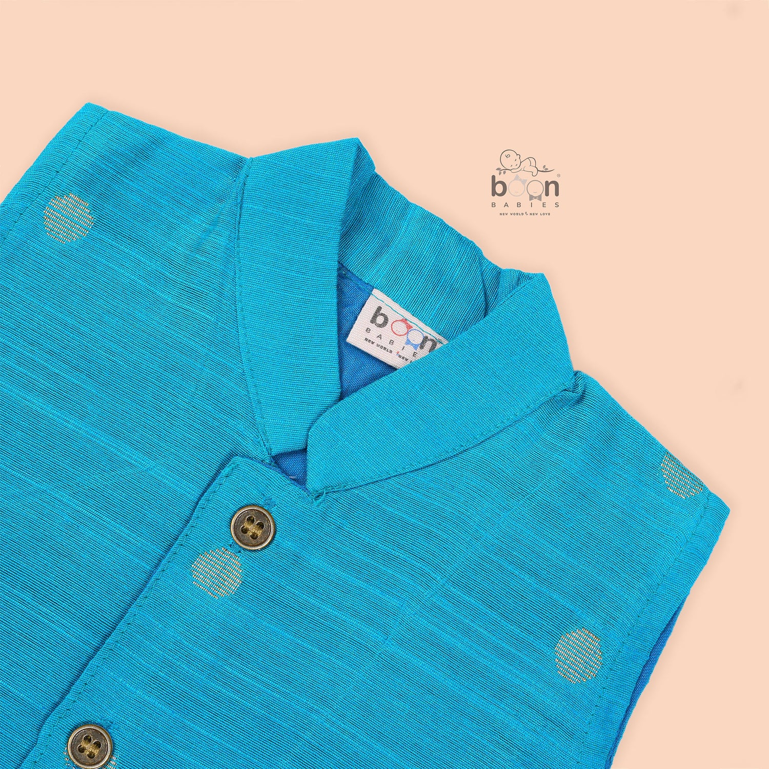 Classic silk Panjagajam set for baby boys in blue & white. Festive-ready comfort for ages 6M–3Y. Ideal for temple & ethnic occasions.