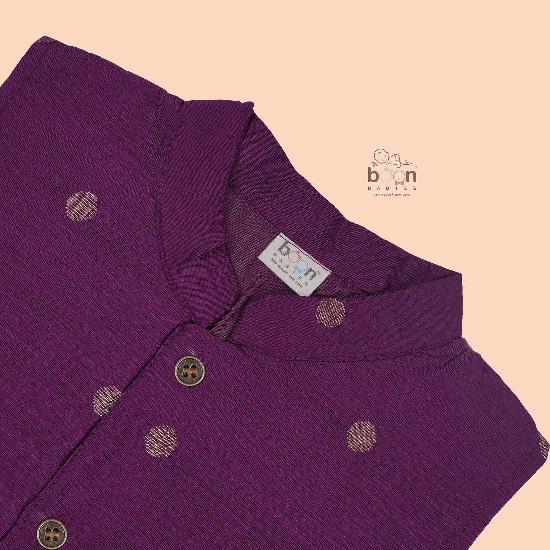 Wine silk panjagajam set for baby boys aged 6M–3Y – classic and royal for every celebration.