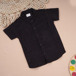 Boys' Popcorn Shirt by Boon Babies, lightweight polycotton casual solid shirt for kids aged 6 months to 5 years, front view.