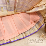 Cotton lining construction detail inside cream tissue silk cotton baby girl knot frock
