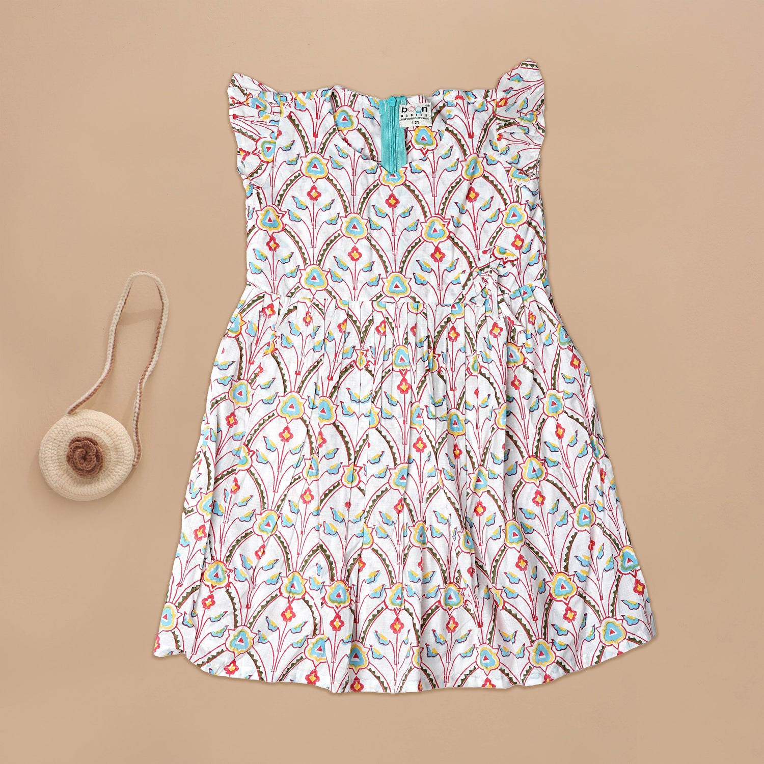 Spring Blossoms: Girls Cotton Frock with Floral Accents