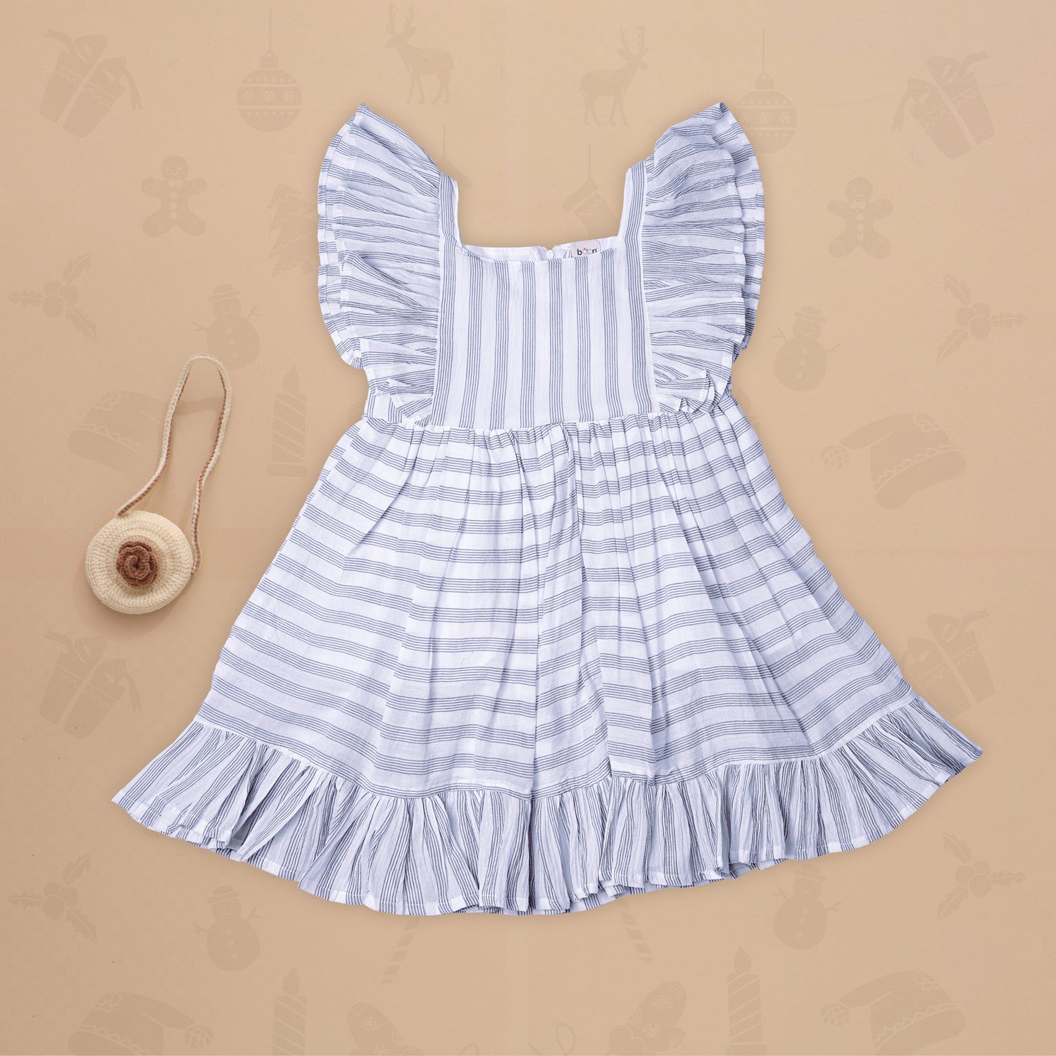 Soft Blue Cotton Frock with Gentle Stripes