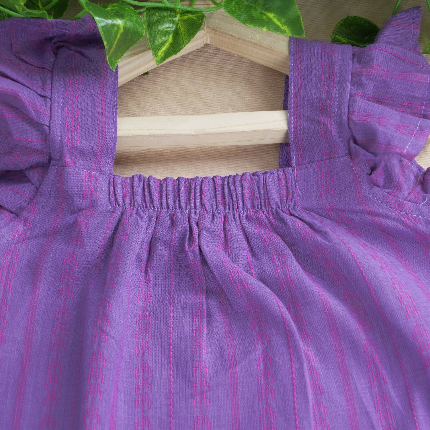 Girls Lavender South Cotton Co-ord Set – Frill Strap Top & Shorts